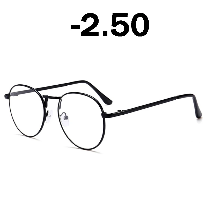 Black -2.50 Elbru очки для близорукости, мужские очки в металлической оправе, очки для близорукости, женские близорукие очки-1 1,5 2 2,5 3 3,5 4 - Цвет оправы: Black -2.50