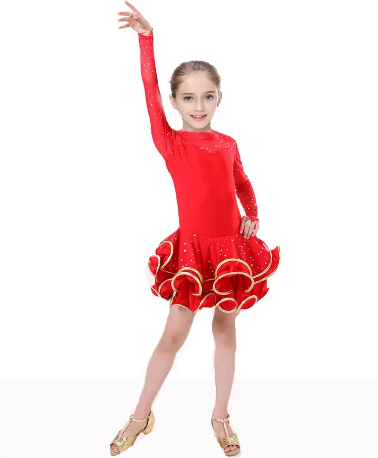 Платье для латинских танцев девочек платье самбы бальное Одежда детская