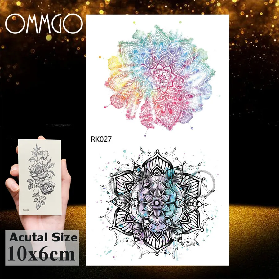 Женские акварельные серьги OMMGO временная татуировка с цветком мандалы роза
