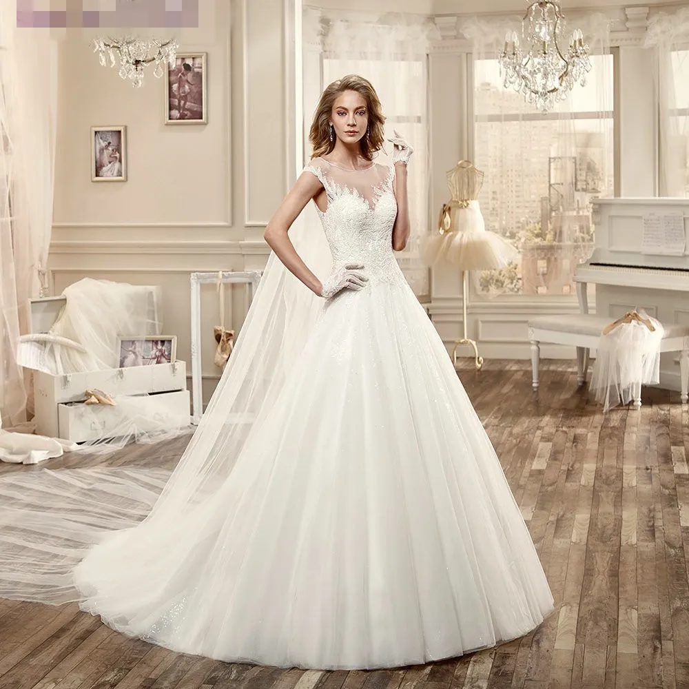 Vestido de noiva A-Line Vintage wedding dress Lace Appliqued Bodice Long Train Wedding Dress 2016 Bridal Gown Cheap China | Свадьбы и