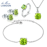 lamoon sterling silver 925 jewelry sets for women green peridot 18k white gold plated jewelry sets fine jewelry v018 1