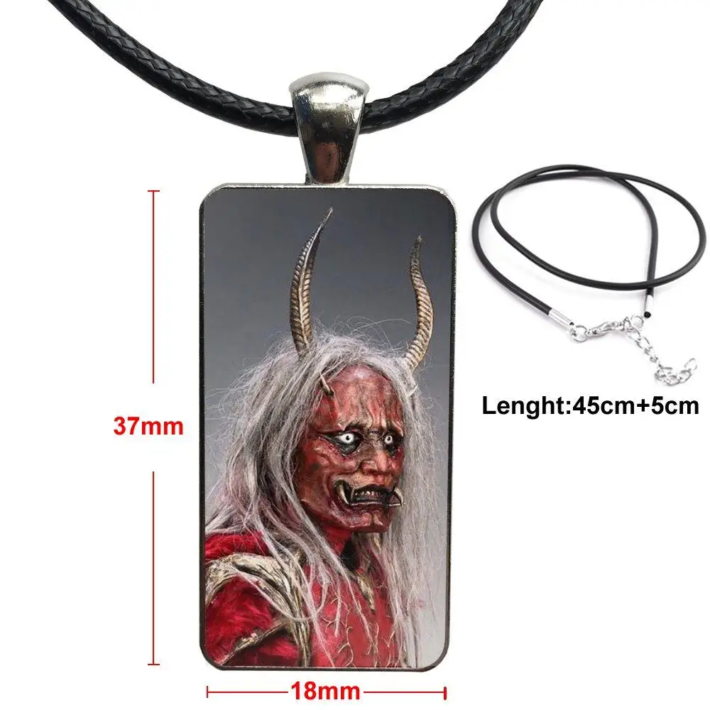 as picture Японская они Hannya демоническая маска бижутерия со стеклянными кабошонами стальной цвет с длинной подвеской чокер прямоугольное ожерелье для девочек подарок - Окраска металла: as picture