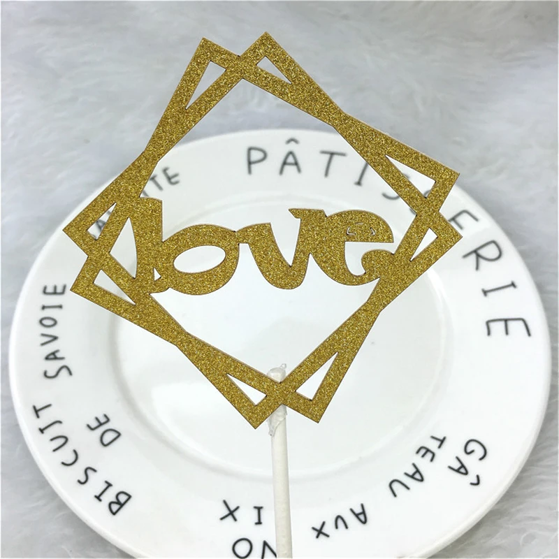 Блестящий Топпер для кексов декоративный день рождения любовь леттер кекс