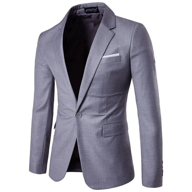 light grey Роскошный мужской костюм из 3 предметов, мужской свадебный тонкий повседневный деловой мужской костюм, Большой размер, Мужская праздничная одежда, платье жениха, S-6XL - Цвет: light grey