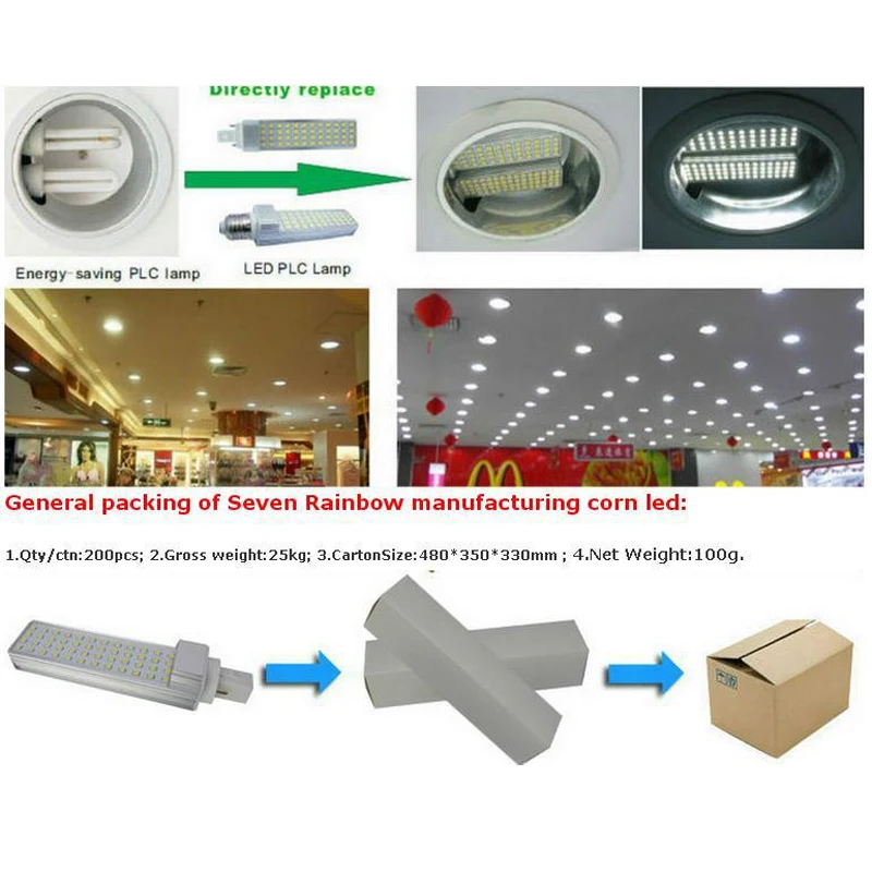 10 шт./лот 12 Вт E27/G23/G24 (2pin 4pin) LED PL light 60 шт. Epistar SMD2835 светодиоды для помещений с