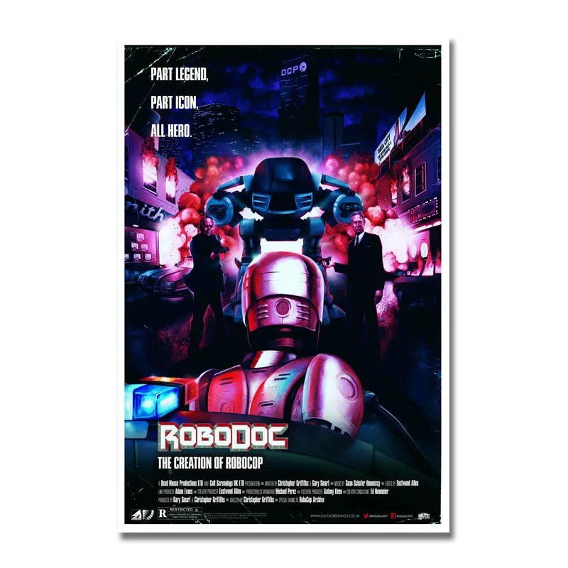 Художественный плакат из шелка или холста RoboCop популярный кинопостер 13x20 32x48