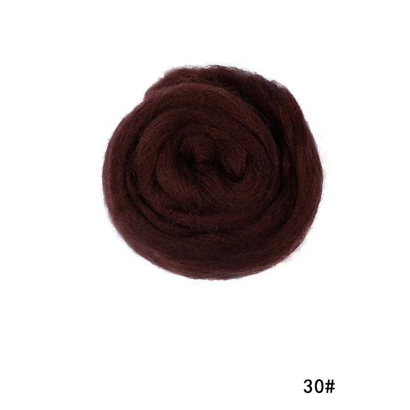 30 50g LMDZ 1PCS Brown Sheep Felting Wool Fibre Flower Animal Wool Roving Needle Handmade Spinning DIY Craft Felting Materials 50g - Цвет: 30 50g