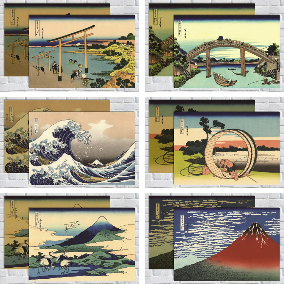 Fuji Surf Kanagawa Japan Ukiyoe/крафт бумага/настенные наклейки/постер для бара/кафе/ретро