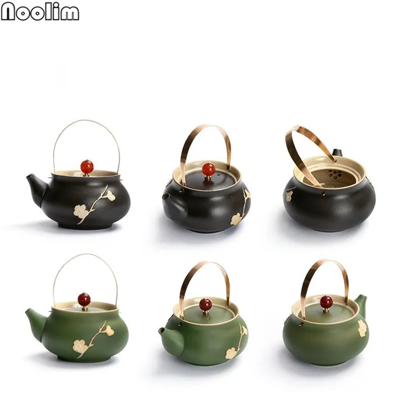 Японский стиль необработанная керамика чайный горшок винтажный чайник