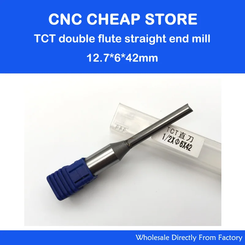 

1pc Shank 12.7mm good quality CNC Router Bits TCT Straight Cutter 1/2" *6*42 engraving for MDF Solid board