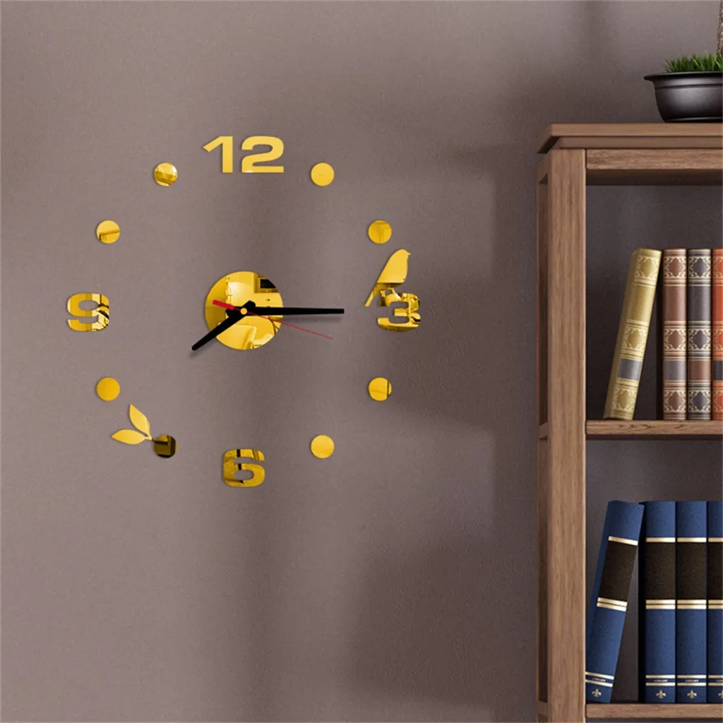 3D DIY римские цифры акриловые зеркальные часы настенные наклейки домашний декор