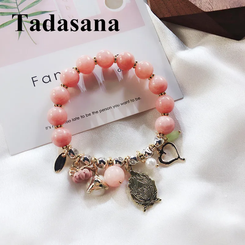 Женский браслет из синего песка розового кристалла с бусинами аксессуары для