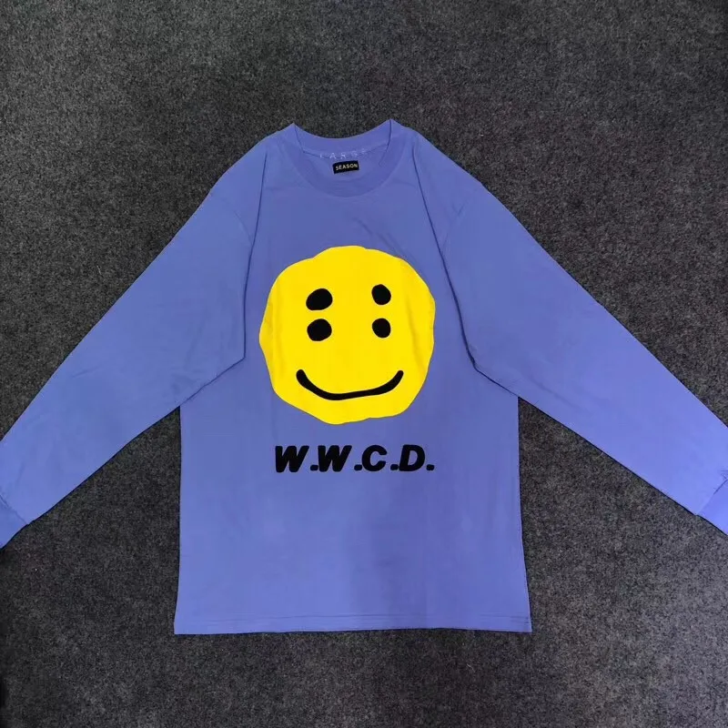 Длинные футболки CPFM w. w. C. D уличная футболка с Рокки смайликом w. w. C. D модная повседневная футболка