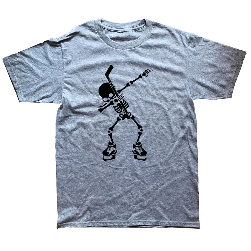 gray Hockeyer Skeleton Dab Dance футболка для Хэллоуина новая футболка Мужская модная футболка Модная хлопковая футболка размера плюс - Цвет: gray