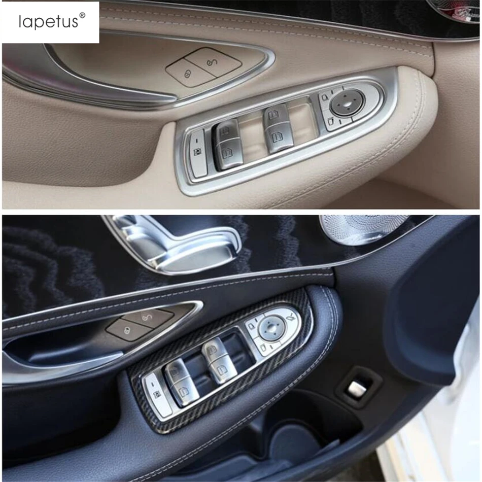 

Lapetus For Mercedes Benz C CLASS W205 2015 - 2021 Matte / Carbon Fiber Look Door Handle Window Lift Button Panel Cover Trim Kit