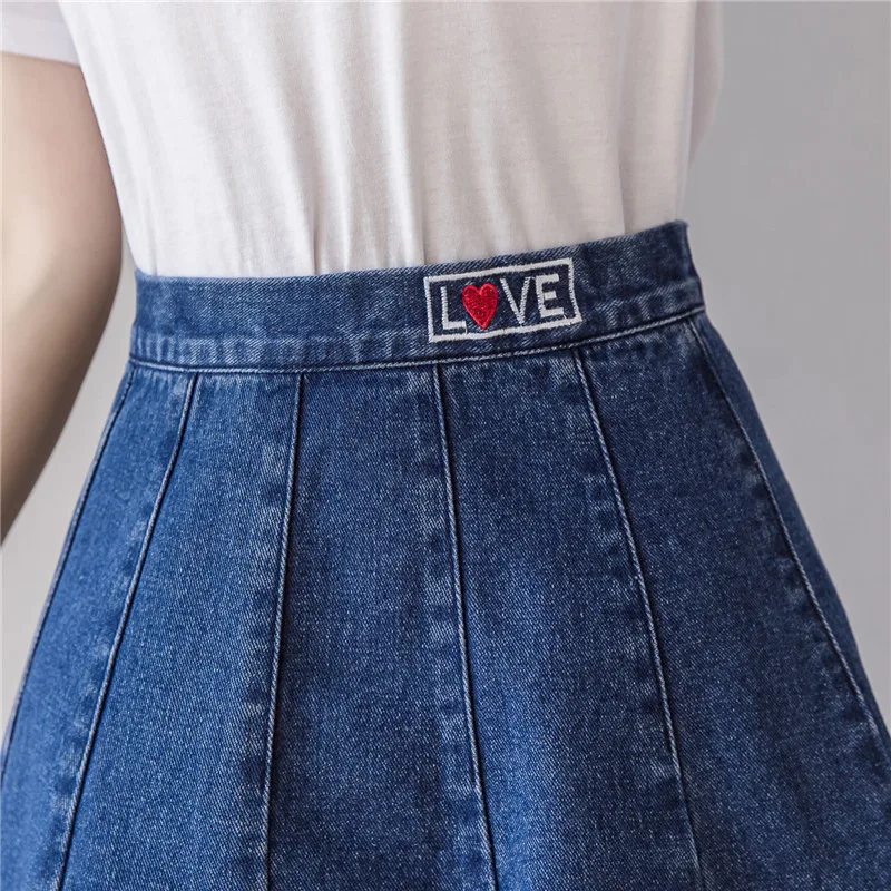 Женская джинсовая юбка с вышивкой Zoki модная летняя мини высокой талией и