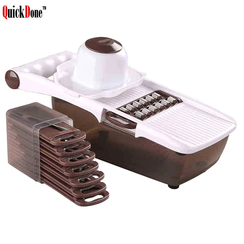 QuickDone многофункциональная мандолина резак для овощей с Нержавеющая сталь лезвия