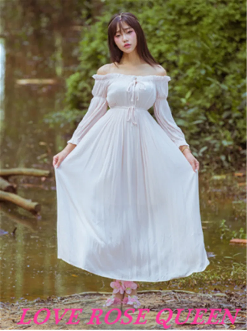 Женское винтажное платье с вырезом лодочкой Элегантное Длинное в японском стиле