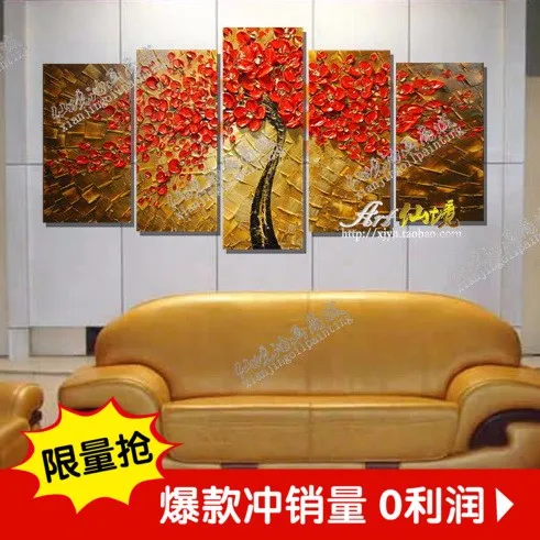 Ручная работа красный белый Густав Климт Желтое дерево жизни абстрактная