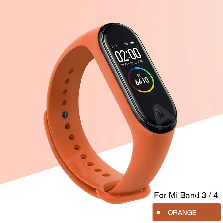 orange D Clear mi Band 4 3 ремешок на запястье для Xiaomi mi Band 3 4 Браслет Силиконовый mi band 3 4 NFC аксессуары Smart mi band 4 Correa - Цвет: orange D