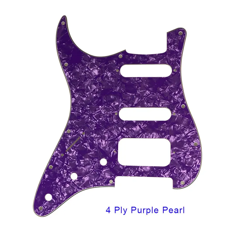 Pleroo, накладки для левшей, 11 винтовых отверстий для стандартного St Stratocaster HSS, гитарная пластина для царапин, гитарные части, бренд - Цвет: 4 ply purple pearl