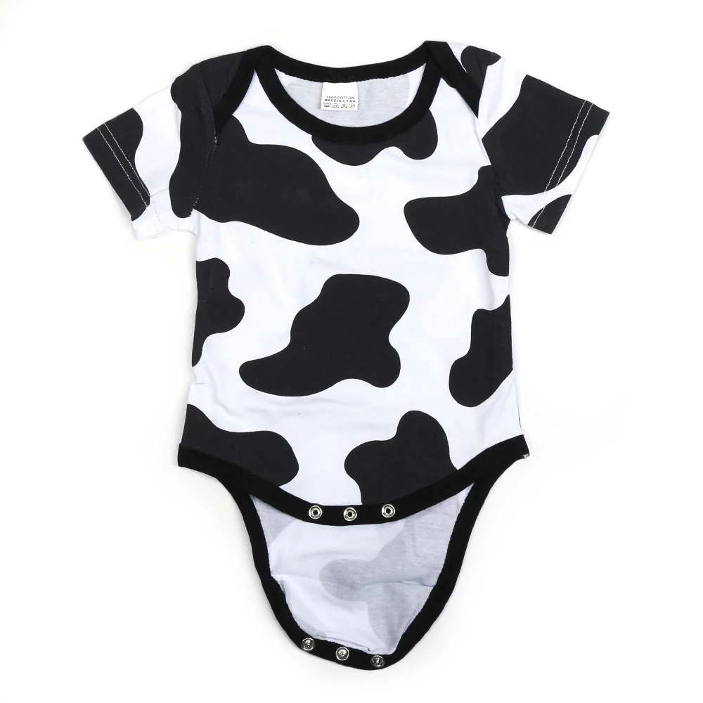2 шт./комплект детский хлопковый комбинезон с коротким рукавом и принтом коровы |
