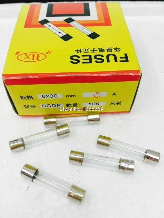 Быстроразъемные Стеклянные предохранители 100 шт./лот набор в ассортименте 5*20 мм