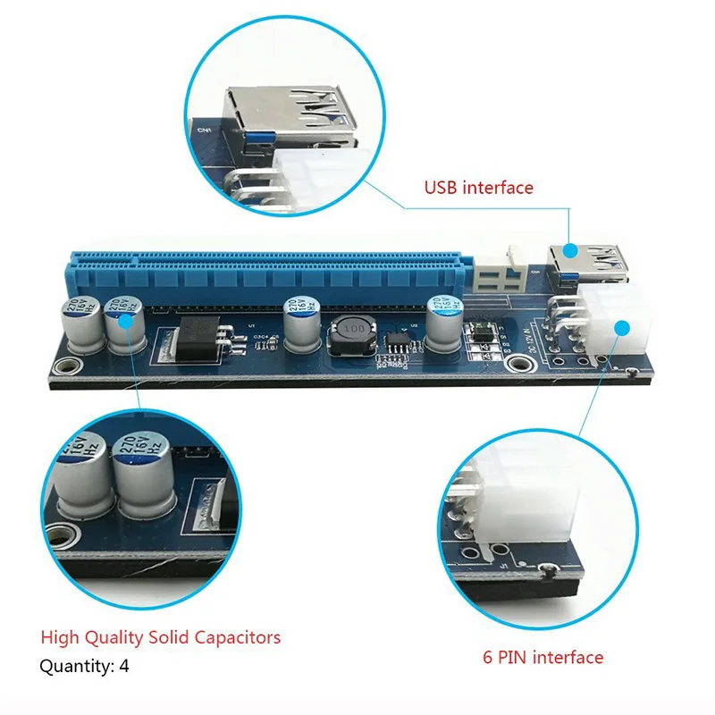10 шт. Райзер карта PCI E 006C 1x до 16x USB 3 0|Компьютерные кабели и разъемы| |