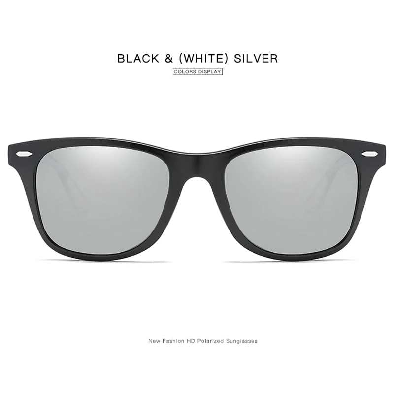 black-white-silver Фирменный дизайн, модные поляризационные солнцезащитные очки для мужчин, Ретро стиль, квадратная оправа, солнцезащитные очки, мужские очки для вождения, Gafas de sol masculino, UV400 - Цвет линз: black-white-silver