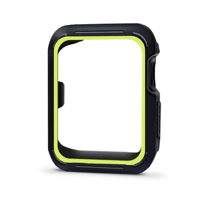 black yellow TPU Cover For Apple watch Case Apple watch 5 4 44mm 40mm Silicone Protector Bumper for iWatch 3 2 1 42mm 38mm Accessories 44 40 - Цвет: black yellow