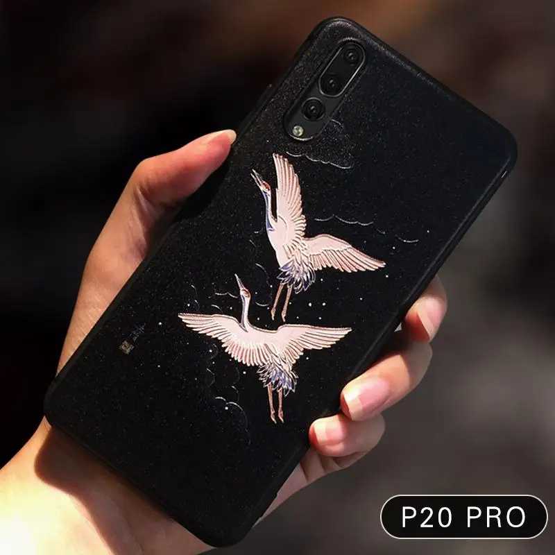 Рельефный Винтажный чехол в китайском и японском стиле для Huawei P20 с изображением