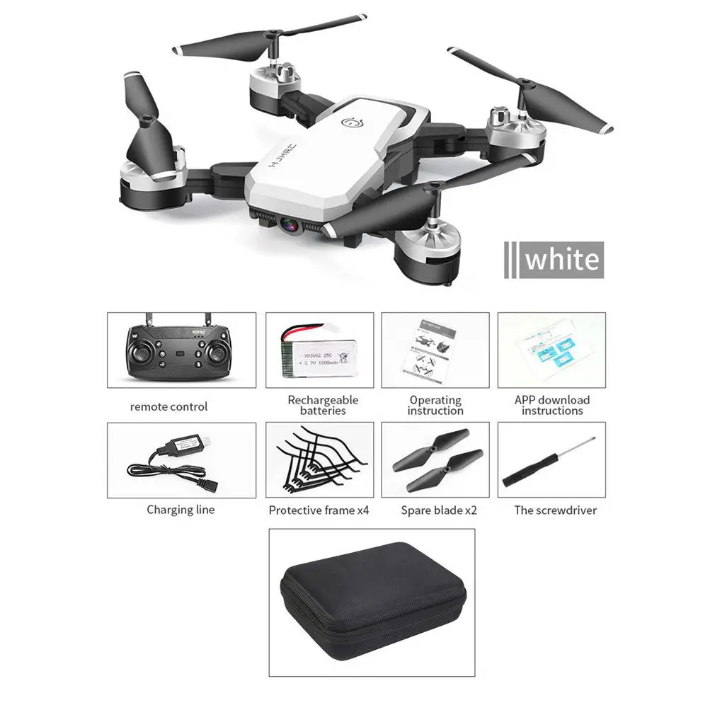 5MP Bag White HJ28 складной Радиоуправляемый Дрон 4 канала Wifi 2MP/5MP FPV камера Дрон высота удержания жестов фото/видео Радиоуправляемый квадрокоптер модель вертолета - Цвет: 5MP Bag White
