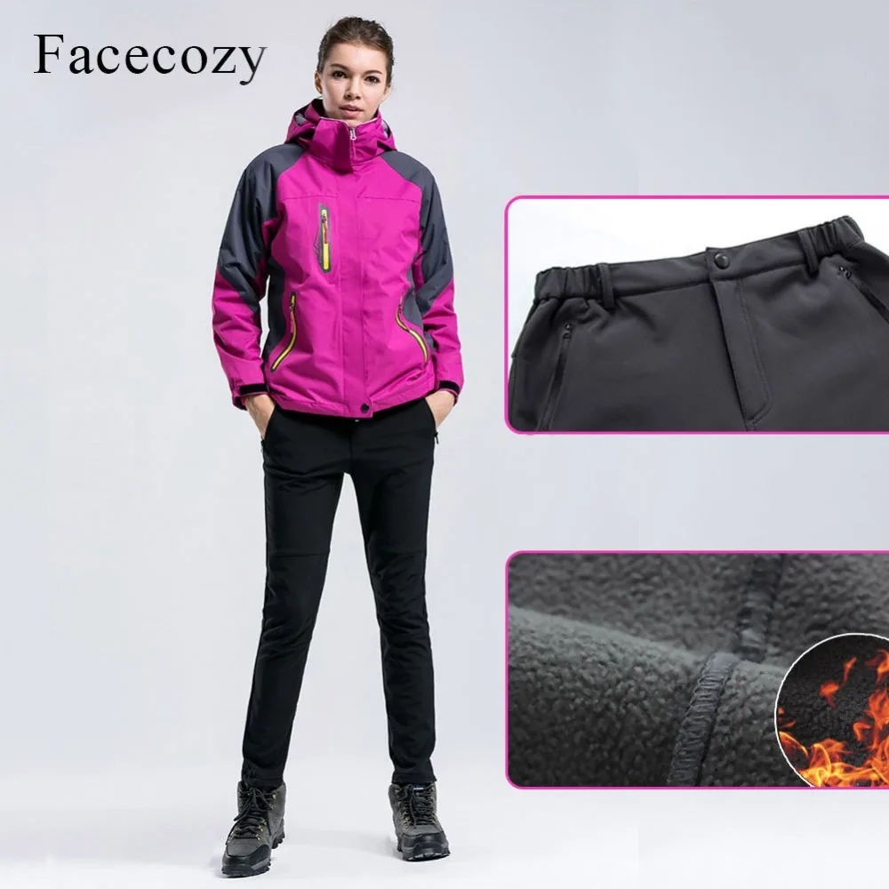 Женские уличные брюки Facecozy зимние облегающие ветрозащитные теплые флисовые из