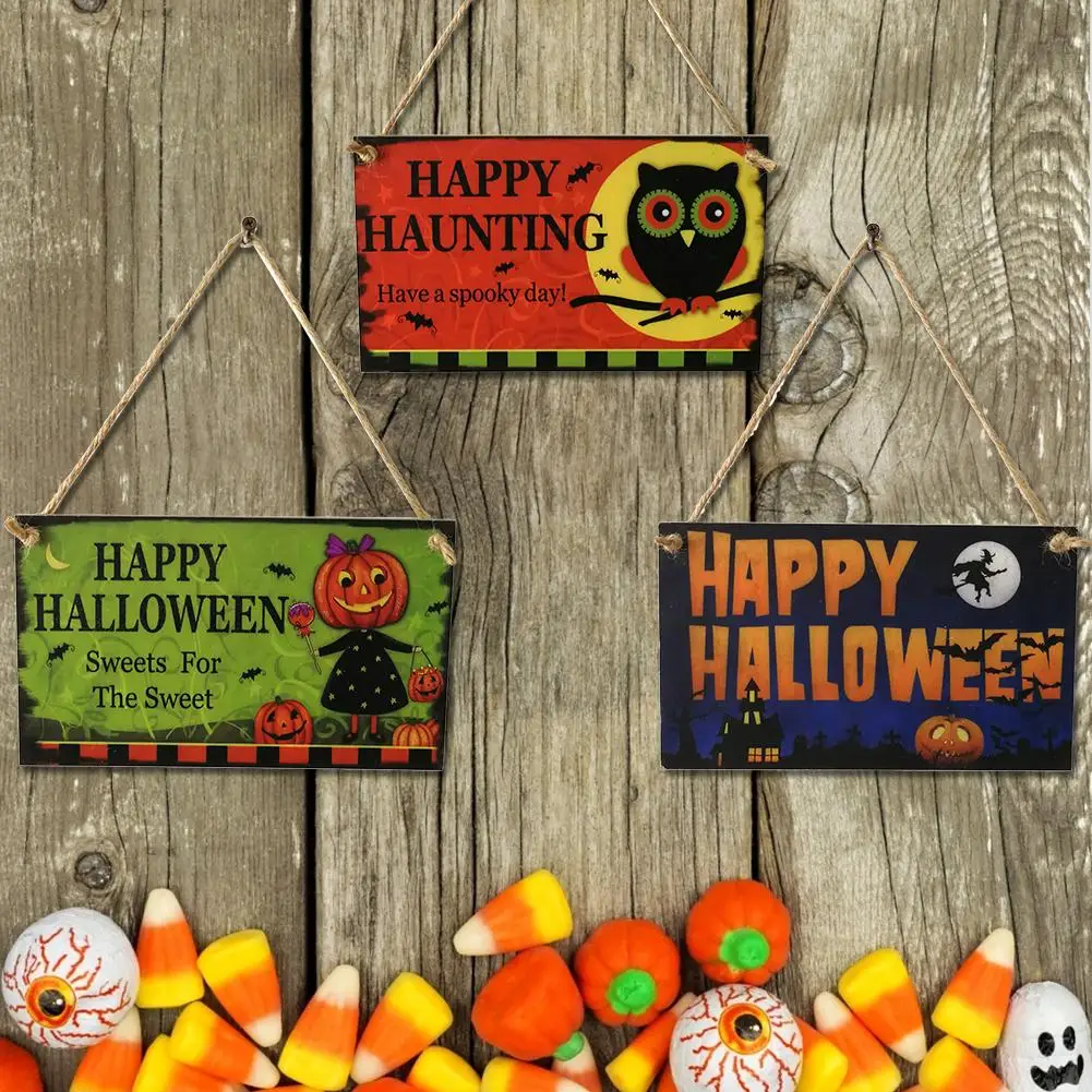 Деревянная подвесная тарелка знаки на Хэллоуин узорная доска с привидениями