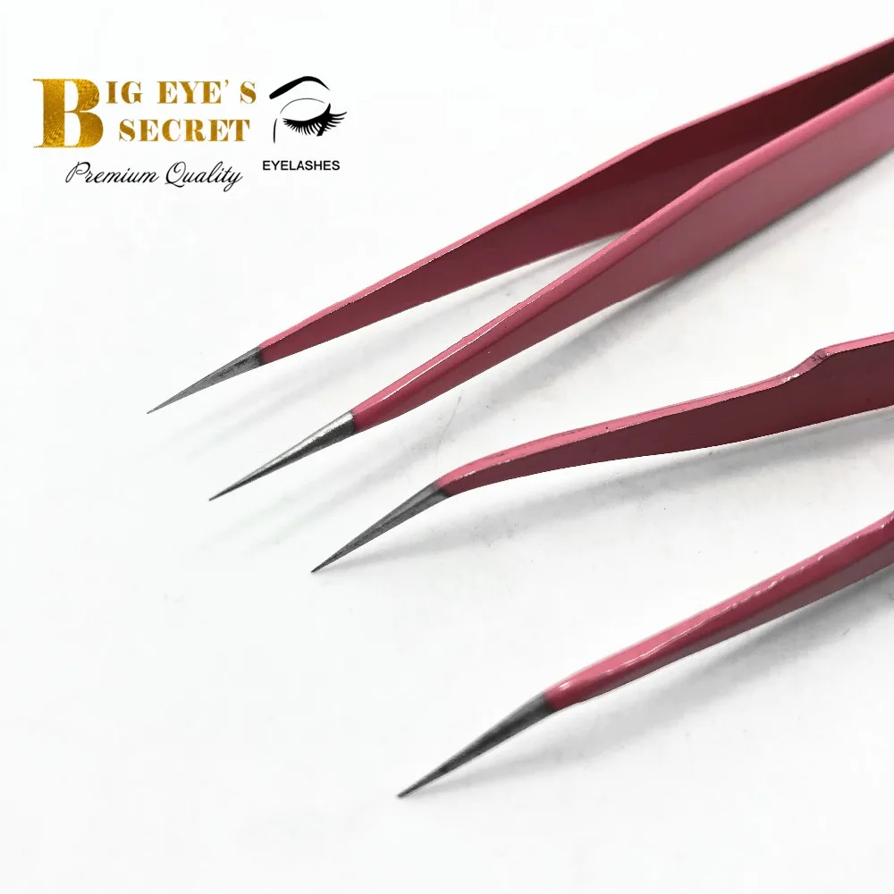 Makeup Tools 1 set rose pink Tweezers for Eyelash Extension portable Professional Stainless Steel Eyebrow tweezers Free shipping | Красота и