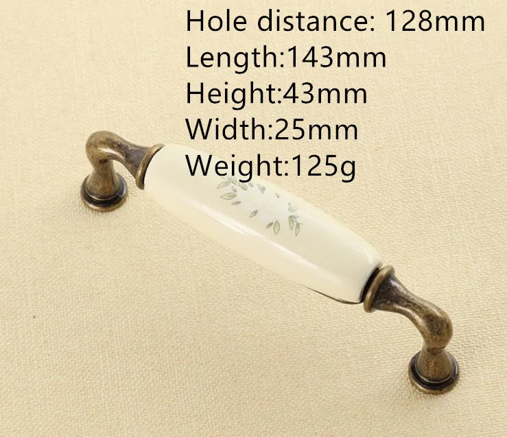 hole distance 128mm LCH в старинном стиле, фурнитура для гардероба в старинном стиле, керамические ручки для сада, европейский стиль, фарфоровая дверная ручка для выдвижных ящиков - Цвет: hole distance 128mm