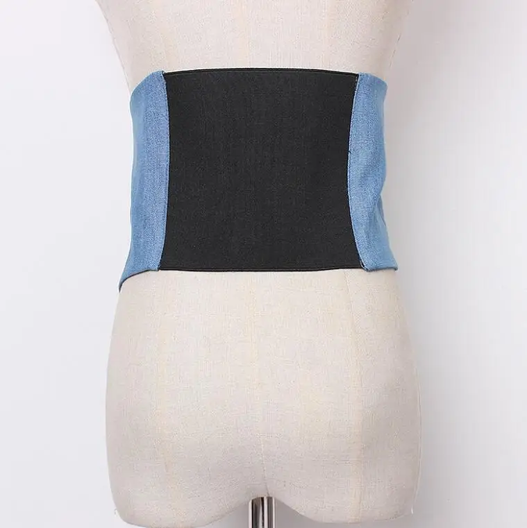 Женский джинсовый ремень с жемчужными пуговицами подиумный корсет декоративный