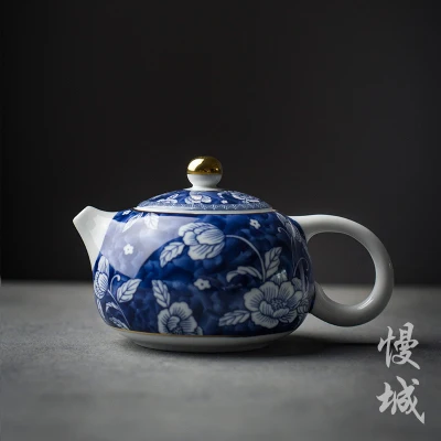 China Jingdezhen blue and white porcelain Kung Fu tea pot teapot antique ceramic handmade teaware kettle service gift | Дом и сад