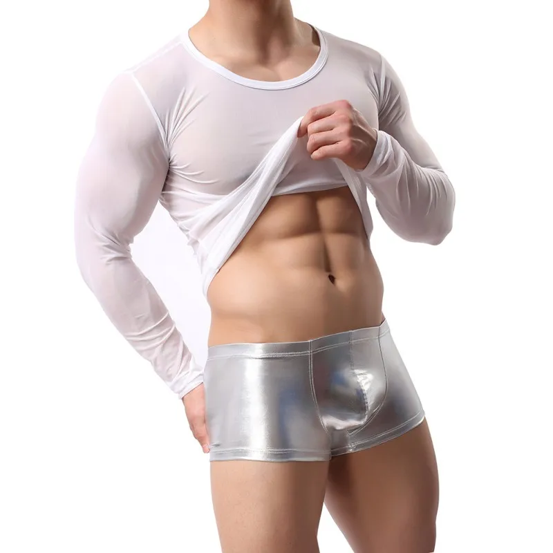 Мужской спортивный мягкий Формирующий топ с длинным рукавом и круглым