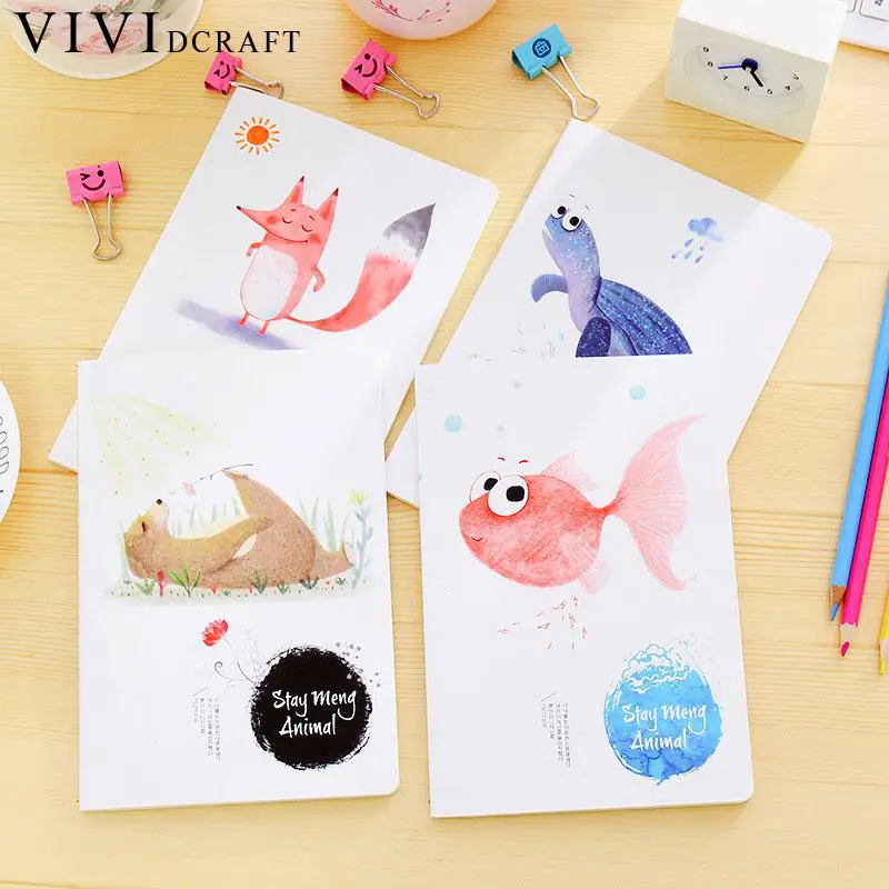 Vividcraft Korea Kawaii Animals Stationery Sketchbook Notebook for Students Agenda 2017 A5 32K Planner Papelaria Diary Binder |