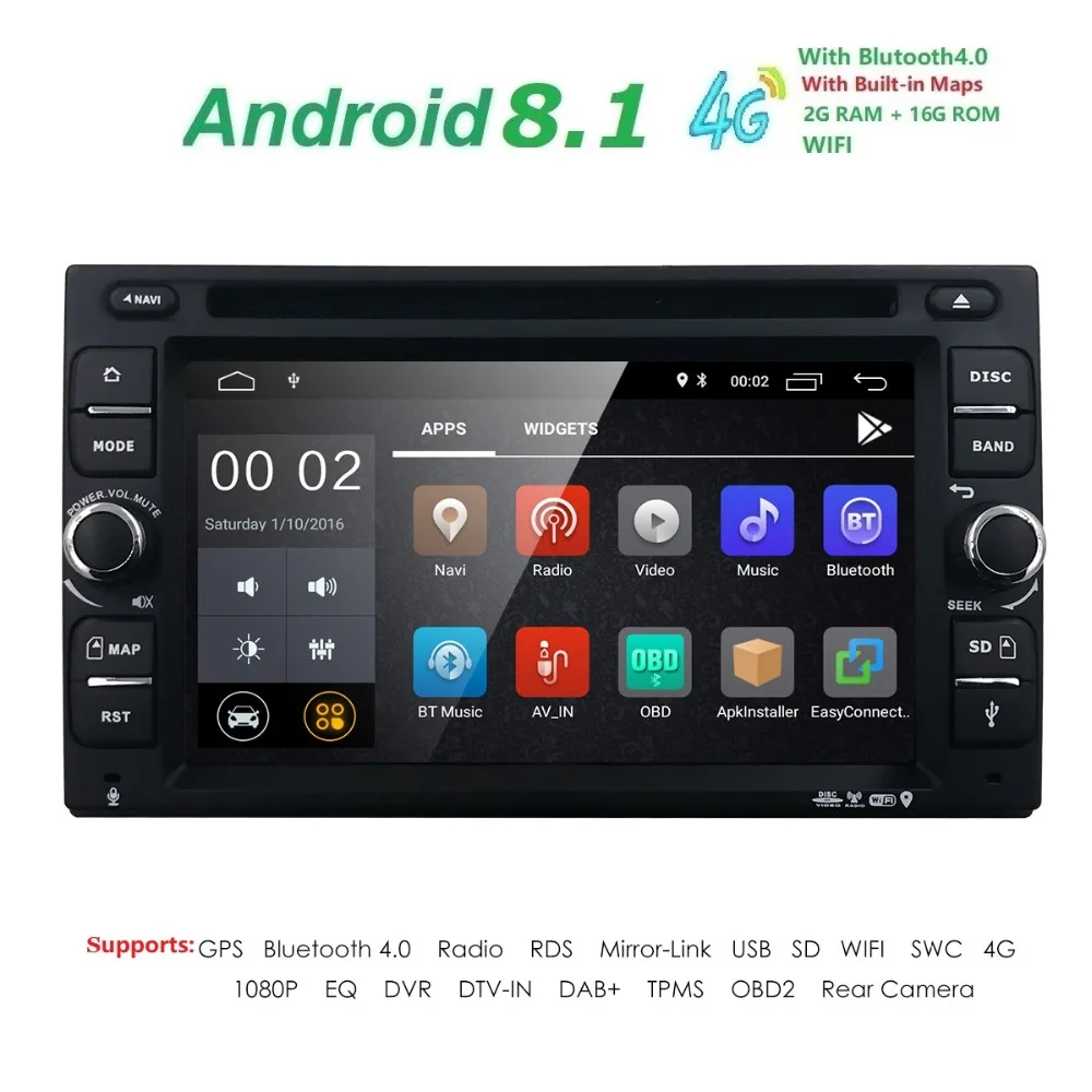 Android 8.16.2Inch авто радио Ouad Core 2DIN универсальный DVD плеер автомобиля gps стерео аудио
