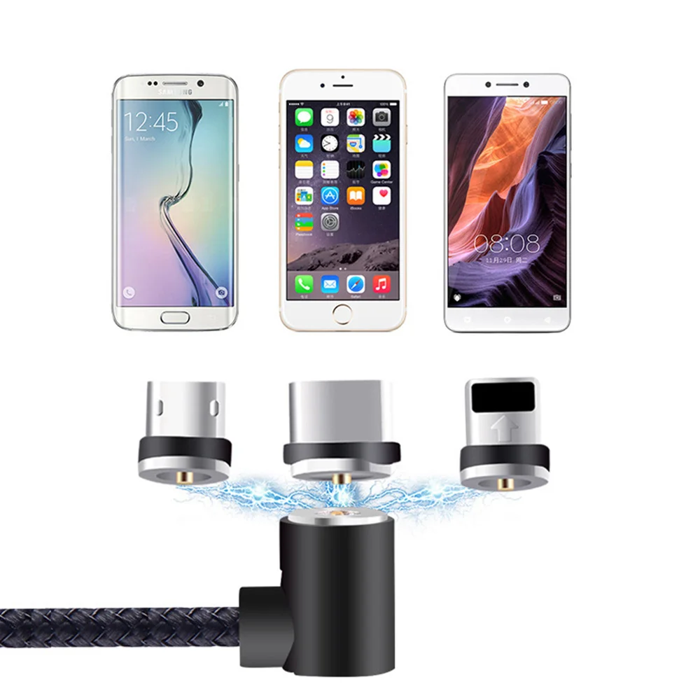 Магнитный Кабель 90 градусов L Тип зарядки Type C Micro Usb для IPhone 7 X Galaxy S9 Xiaomi mi 8 Redmi Note 5