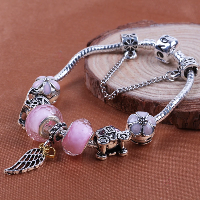 AIFEILI милые конфеты стили розовый стеклянный бисер Тыква автомобиль Шарм браслет