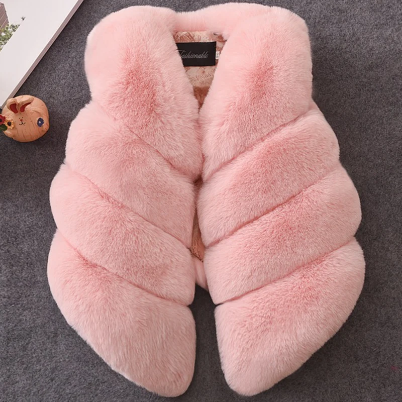 Модная осенне зимняя меховая верхняя одежда для девочек жилеты младенцев детей