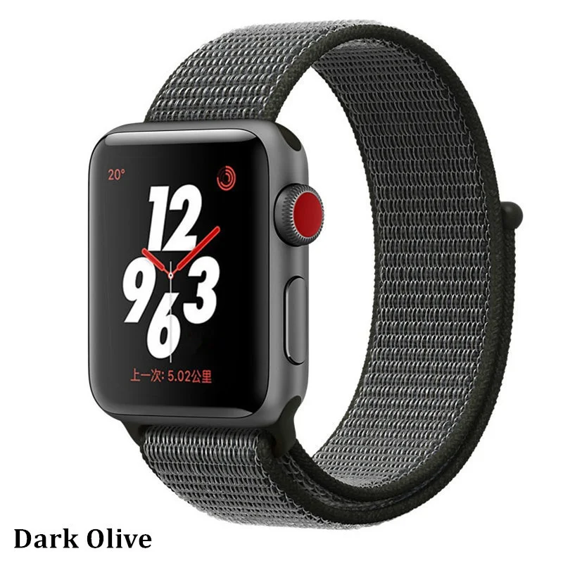 Нейлоновый ремешок для apple watch 5 4 полосным 44 мм/40 мм в едином положении во время занятий легкой атлетикой, apple watch 42mm 38 мм и нержавеющая сталь металлический корпус наручных часов iwatch серии 5/4/3/2 разноцветный коннектор ремешок для часов - Цвет ремешка: Dark olive