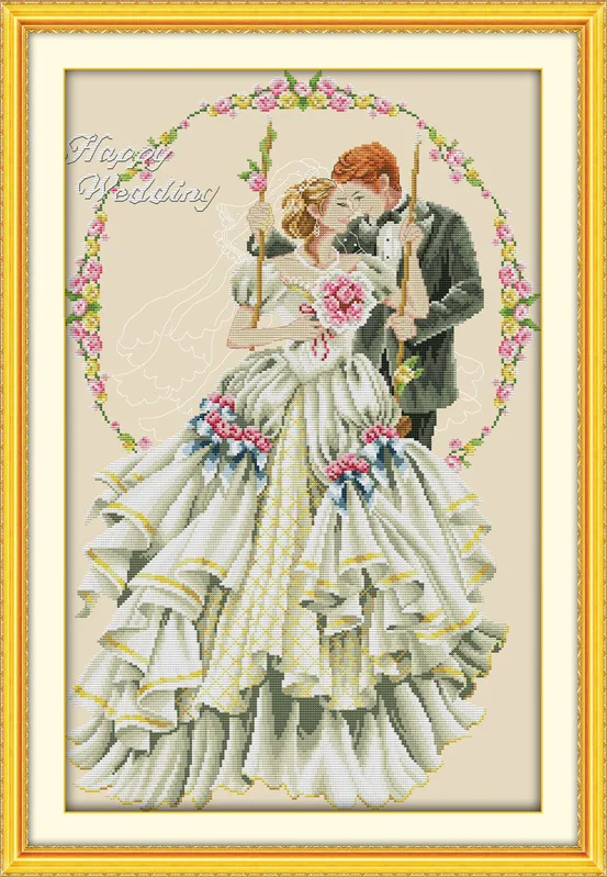 Холщовый Набор для вышивки крестиком Happy wedding DMC Счетный Китайский крестиком|cross