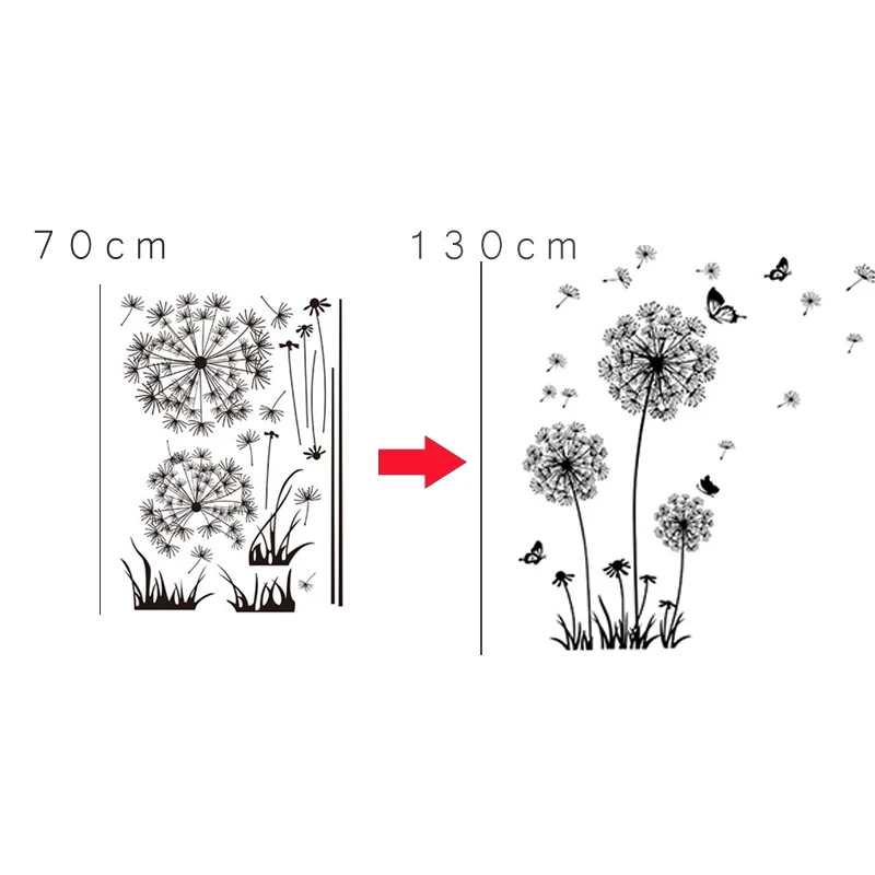 Цветочные наклейки романтические декорации Одуванчик украшение для спальни