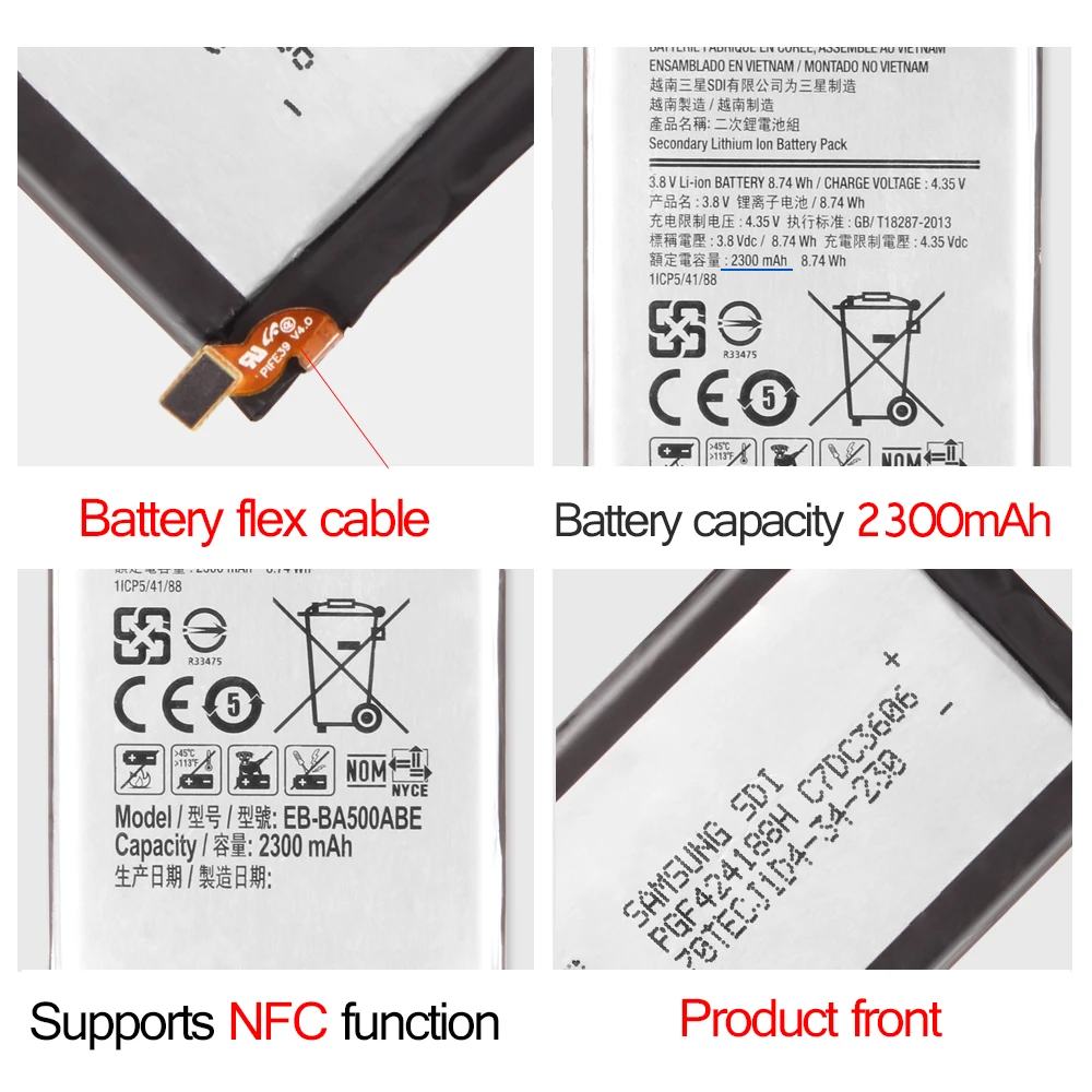 Srjtek для samsung Galaxy A5 2015 инструмент с аккумуляторным источником питания EB-BA500ABE 2300 mAh