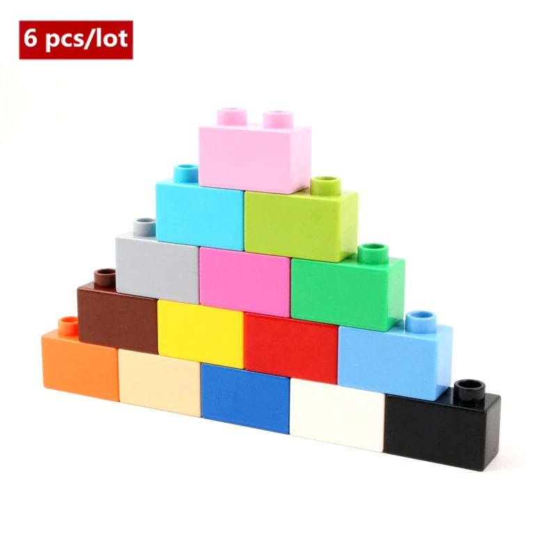 Diy 6 шт./лот 1X2dots толстые кирпичи большие частицы строительные блоки аксессуар