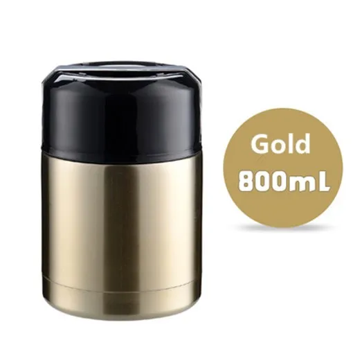 800ml Gold Большой объем, 600 мл/800 мл/1000 мл, термос, Ланч-бокс, портативный контейнер из нержавеющей стали для еды, супа, термосы, Термокружка - Цвет: 800ml Gold